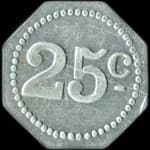 Jeton de 25 centimes avec contremarque cloche émis par le Comptoir des Primeurs - Berthet à Unieux (42240 - Loire) - revers