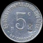 Jeton de 5 centimes avec contremarque cloche émis par les Etablissements Jacob Holtzer à Unieux (42240 - Loire) - avers