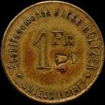 Jeton de 1 franc avec contremarque cloche émis par les Etablissements Jacob Holtzer à Unieux (42240 - Loire) - avers