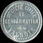 Jeton de 5 centimes émis par la Société Civile de Consommation à Valdoie (90300 - Territoire de Belfort) - avers