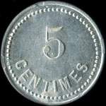 Jeton de 5 centimes émis par la Société Civile de Consommation à Valdoie (90300 - Territoire de Belfort) - revers