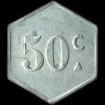 Jeton de 50 centimes �mis par les Mines de la Pinouse � Valmanya (66320 - Pyr�n�es-Orientales) - revers