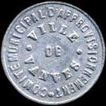 Jeton de 5 centimes 1918 émis par le Comité Municipal d'Approvisionnement de Vanves (92170 - Hauts-de-Seine) - avers