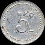 Jeton de 5 centimes émis par le Comité Municipal d'Approvisionnement de Vanves (92170 - Hauts-de-Seine) - revers
