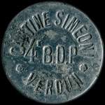 Jeton de 1 franc mis par la Cantine Simoni - 4e B.C.P. (Bataillon de Dragons Ports)  Verdun (55100 - Meuse) - avers