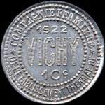 Jeton Compagnie Fermière de 'Etablissement Thermal - 10 centimes 1922 - Vichy (03200 - Allier) - avers