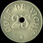 Jeton Golf de Vichy - Hôtel du Parc et Majestic Palace - 25 centimes - Vichy (03200 - Allier) - revers