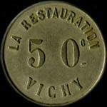 Jeton L A - La Restauration - 50 centimes - Vichy (03200 - Allier) - revers