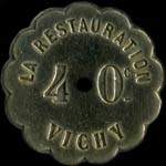 Jeton L A - La Restauration - 40 centimes - Vichy (03200 - Allier) - revers