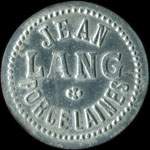 Jeton de 1 franc mis par Jean Lang - Porcelaines  Villedieu-sur-Indre (36320 - Indre) - avers