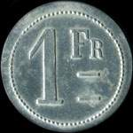 Jeton de 1 franc mis par Jean Lang - Porcelaines  Villedieu-sur-Indre (36320 - Indre) - revers