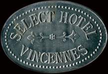 Jeton de 25 centimes mis par le Select Hotel - Vincennes (94300 - Val-de-Marne) - avers