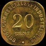 Jeton de 20 centimes 1917 (pice d'essai en laiton) mis par l'Union Commerciale et Industrielle de Vincennes (94300 - Val-de-Marne) - revers