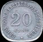 Jeton de 20 centimes 1917 en aluminium mis par l'Union Commerciale et Industrielle de Vincennes (94300 - Val-de-Marne) - revers