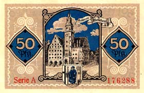 Notgeld Allenstein ( Ostpreussen - Allemagne ) - 50 pfennige - �mission du 1er avril 1921 - face