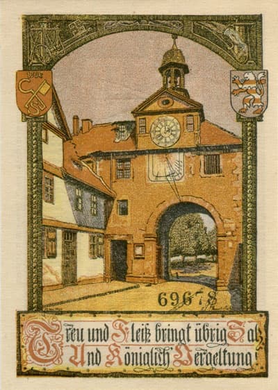 Notgeld der Stadt Bad Sooden a.d. Werra (Hessen - Allemagne) - 50&nbsp;pfennig (1921) - type&nbsp;3 - n�&nbsp;69678 - dos