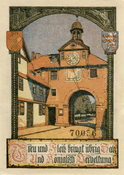 Notgeld der Stadt Bad Sooden a.d. Werra (Hessen - Allemagne) - 50&nbsp;pfennig (1921) - type&nbsp;3 - n�&nbsp;70056 - dos