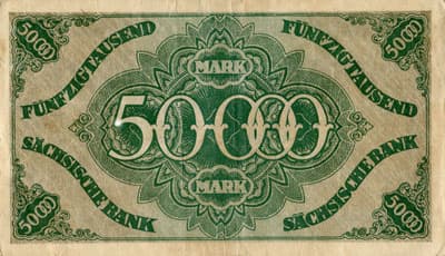 Notgeld Dresden (Sachsen) - 50&nbsp;000&nbsp;mark - 25&nbsp;juillet&nbsp;1923 - s�rie&nbsp;P - n�&nbsp;059743 - dos