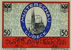 Notgeld Lübeck ( Schleswig-Holstein - Allemagne ) - 50 pfennige - valable du 1er au 11 septembre 1921 - face
