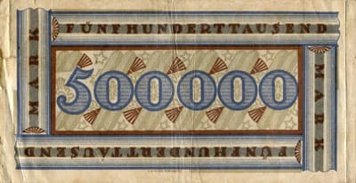 Notgeld der Stadt N�rnberg - 500&nbsp;000&nbsp;mark - Serie&nbsp;N - n�&nbsp;030454 - 11&nbsp;ao�t&nbsp;1923 - dos