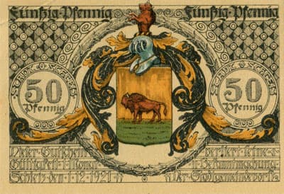 Notgeld der Stadt Schleiz (Sachsen - Allemagne) - 50 pfennig - 1&nbsp;d�cembre&nbsp;1921 - type&nbsp;1 - face