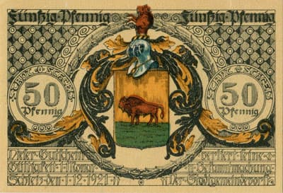 Notgeld der Stadt Schleiz (Sachsen - Allemagne) - 50 pfennig - 1&nbsp;d�cembre&nbsp;1921 - type&nbsp;2 - face