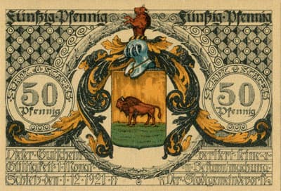 Notgeld der Stadt Schleiz (Sachsen - Allemagne) - 50 pfennig - 1&nbsp;d�cembre&nbsp;1921 - type&nbsp;3 - face