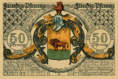 Notgeld der Stadt Schleiz (Sachsen - Allemagne) - 50 pfennig - 1&nbsp;d�cembre&nbsp;1921 - type&nbsp;7 - face