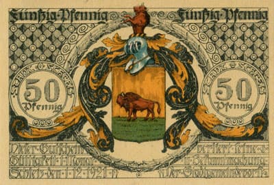 Notgeld der Stadt Schleiz (Sachsen - Allemagne) - 50 pfennig - 1&nbsp;d�cembre&nbsp;1921 - type&nbsp;8 - face