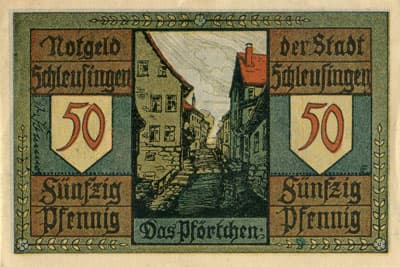 Notgeld Schleusingen (Th�ringen) - Allemagne) - 50 pfennig (1921) - type 2 - face