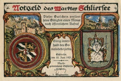 Notgeld des Marktes Schliersee (Bayern - Allemagne) - 10 pfennig - 15&nbsp;juin&nbsp;1921 - dos