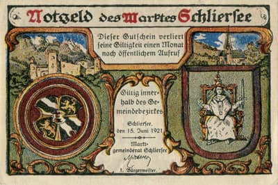 Notgeld des Marktes Schliersee (Bayern - Allemagne) - 10 pfennig - 15&nbsp;juin&nbsp;1921 - dos