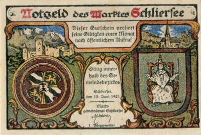 Notgeld des Marktes Schliersee (Bayern - Allemagne) - 10 pfennig - 15&nbsp;juin&nbsp;1921 - dos