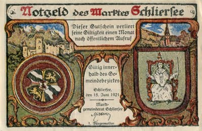 Notgeld des Marktes Schliersee (Bayern - Allemagne) - 25 pfennig - 15&nbsp;juin&nbsp;1921 - dos