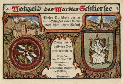 Notgeld des Marktes Schliersee (Bayern - Allemagne) - 25 pfennig - 15&nbsp;juin&nbsp;1921 - dos