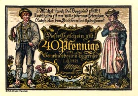Notgeld Tegernsee ( Bayern - Allemagne ) - 40 pfennige - émission du 1er juin 1921 - face