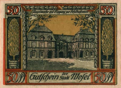 Gutschein der Stadt Wesel (Nordrhein-Westfalen - Allemagne) - 50&nbsp;pfennig - 1921 - type 2 - n�&nbsp;41217 - dos