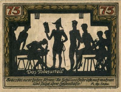 Gutschein der Stadt Wesel (Nordrhein-Westfalen - Allemagne) - 75&nbsp;pfennig - 1921 - Type 1 - n�&nbsp;040663 - dos