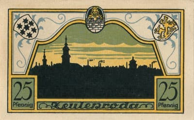 Notgeld der Stadt Zeulenroda (Th�ringen - Allemagne) - 25&nbsp;pfennig - 1&nbsp;novembre&nbsp;1921 - Type 2 - dos