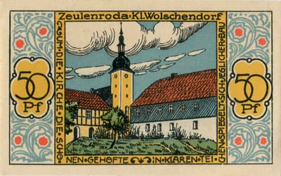 Notgeld der Stadt Zeulenroda (Th�ringen - Allemagne) - 50&nbsp;pfennig - 31&nbsp;d�cembre&nbsp;1921 - Type 2 - dos