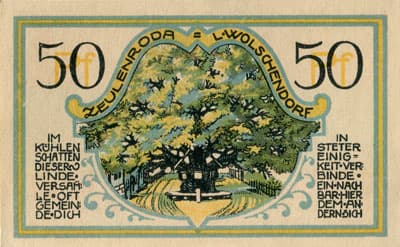 Notgeld der Stadt Zeulenroda (Th�ringen - Allemagne) - 50&nbsp;pfennig - 31&nbsp;d�cembre&nbsp;1921 - Type 4 - dos