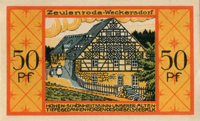 Notgeld der Stadt Zeulenroda (Th�ringen - Allemagne) - 50&nbsp;pfennig - 31&nbsp;d�cembre&nbsp;1921 - Type 5 - dos