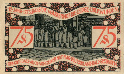 Notgeld der Stadt Zeulenroda (Th�ringen - Allemagne) - 75&nbsp;pfennig - 31&nbsp;d�cembre&nbsp;1921 - Type 3 - dos
