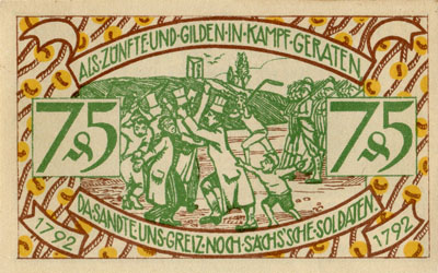 Notgeld der Stadt Zeulenroda (Th�ringen - Allemagne) - 75&nbsp;pfennig - 31&nbsp;d�cembre&nbsp;1921 - Type 4 - dos