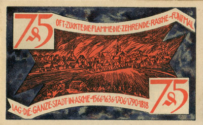 Notgeld der Stadt Zeulenroda (Th�ringen - Allemagne) - 75&nbsp;pfennig - 31&nbsp;d�cembre&nbsp;1921 - Type 5 - dos