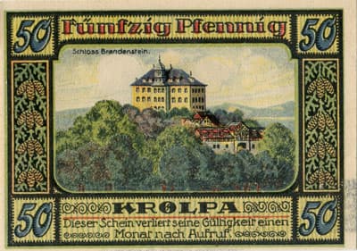 Notgeld Kreis Ziegenr�ck (Th�ringen - Allemagne) - 50&nbsp;pfennig - 30&nbsp;juillet&nbsp;1921 - n�&nbsp;32472 - Type 6 : Kr�lpa - dos