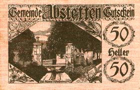 Notgeld Abstetten - (Autriche) - 50 heller - émission de mai 1920 - face