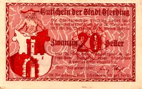 Notgeld Eferding ( Autriche ) - 20 heller - mission du 24 novembre 1919 - face