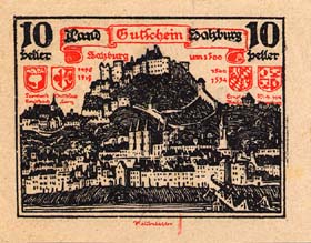 Notgeld Salzburg ( Autriche ) - 10 heller - mission de mai 1920 - face