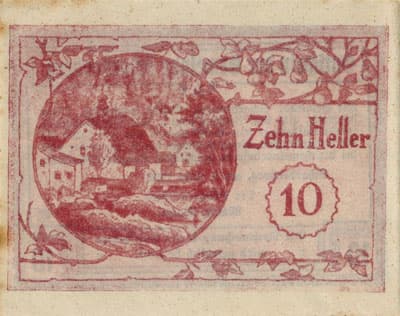 Gutschein der Gemeinde Schardenberg (Autriche) - 10 heller - 9&nbsp;juin&nbsp;1920 (bleu / bordeaux) - dos